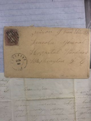 Civil War Letter To Wounded Soldier From Parents Washington Dc Feb 13,  1863
