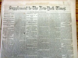 1865 Ny Times Civil War Newspaper Wth Battle Of Wyse Fork Kinston North Carolina