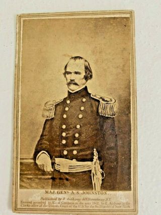 Civil War Cdv Carte De Visite Of Confed Maj General A.  S.  Johnston Signed
