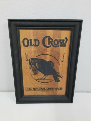Vintage Old Crow Sour Mash Whisky Advertising Wood Sign 21 " X 15 "