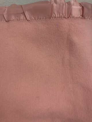 Vintage Faribo Pretty Pink 109 Wool Blanket Satin Binding