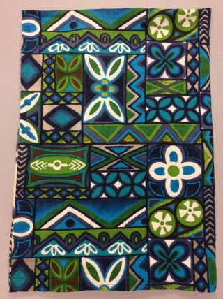 Vintage Vhy Hawaiian Textiles Barkcloth Fabric Blue Flowered Print Over 4 Feet