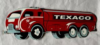 Vintage Texaco Tanker Truck 17” Porcelain Sign Car Oil Gas Gasoline Automotive