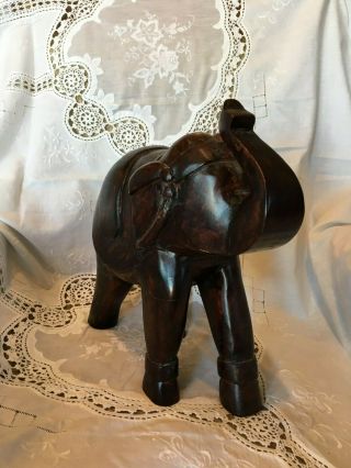 Vintage Large Elephant Carving Iron Wood Ebony Heavy,  12 "