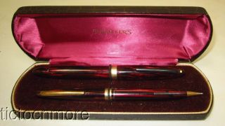 Vintage Sheaffer Snorkel 1000 Carmine White Dot Fountain Pen & Pencil Set W/case