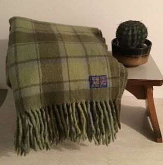 Pendleton Wool Blanket,  Green Plaid,  45 In X 65 In Not Including Fringe