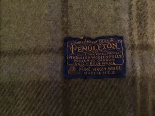Pendleton Wool Blanket,  Green Plaid,  45 In X 65 In Not Including Fringe 2