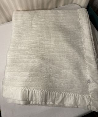 Vintage Acrylic Thermal Blanket Cover Waffle Weave White QUEEN 3