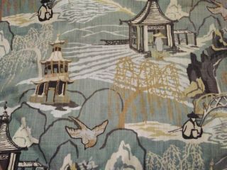 Robert Allen Neo Toile Fabric In Cove 2 Yds 7 " Drapes Upholstery Chinoiserie