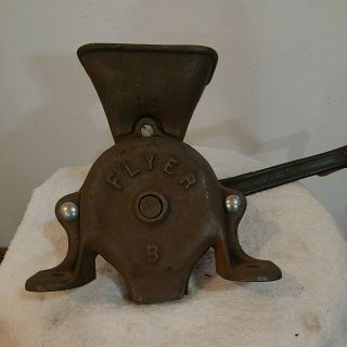 Vintage Cast Iron Flyer Table/counter/bench Mount Coffee Grinder