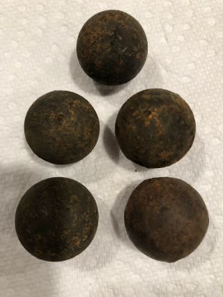 Civil War Five (5) Large Cannon Ball Grape Shot