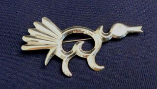 Navajo P.  Yellowhorse Cast Sterling Handmade Vintage Bird Pin Estate