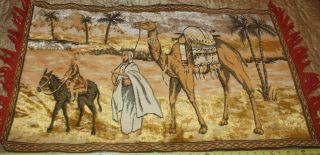 Vintage Wall Hanging Velvet Rug Tapestry Arabian Middle Eastern 38 X 22.  5