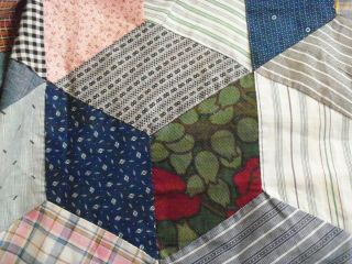 Vintage Quilt Top Hand Pieced Tumbling Blocks 69 " X 78 " Twin