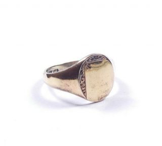 Vintage Signet Ring Gents Jhw 9 Carat Gold On 925 Sterling Silver 5g