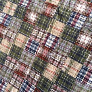 Vintage Green Red Blue Plaid Country Patchwork Quilt FULL Size Quilt 64” x 88” 2
