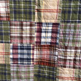 Vintage Green Red Blue Plaid Country Patchwork Quilt FULL Size Quilt 64” x 88” 3