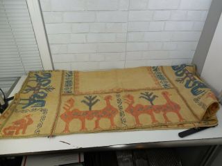 Vintage South American Peruvian Needlework Tapestry Or Table Cloth Very Fancy