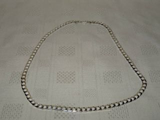 Attractive Vintage Sterling Silver Flat Curb Link Necklace Chain - 20 " - 27.  68g