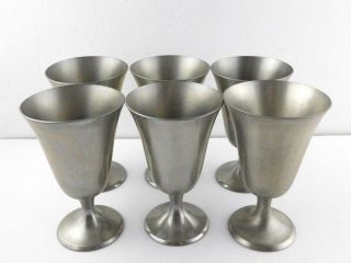 Vintage Set Of 6 P - 55 Kirk Stieff Pewter Goblets 5 7/8 Inch Height Very Good
