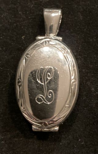 Vintage Large Sterling Silver Double Locket Engraved L 17.  2 Grams Holds 4 Photos