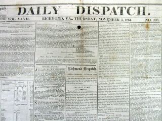 1864 Richmond Va Confederate Civil War Newspaper Anti - Lincoln Election Editorial