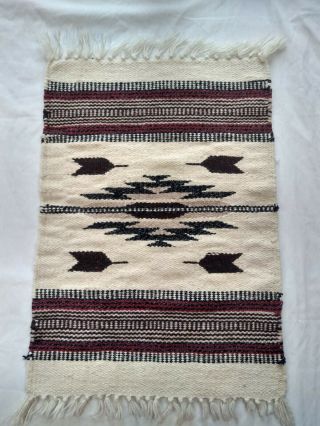 Vintage Navajo Wool Hand Woven Saddle Blanket,  Rug Native American 15 " X 20 " Q2