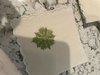 Set of 8 Vintage Embroidery White Linen Dinner and 8 Cocktail Tea Napkins - 3