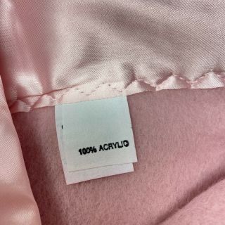 Vintage Acrylic Blanket Pink USA Nylon Satin Trim Thermal 78 x 89 Full Double 3