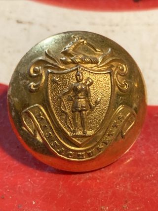 Non Dug Civil War Massachussetts State Seal Coat Button 3