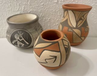 Native American Jemez Pueblo Assortment Pottery Vases Vintage Signed By Artists