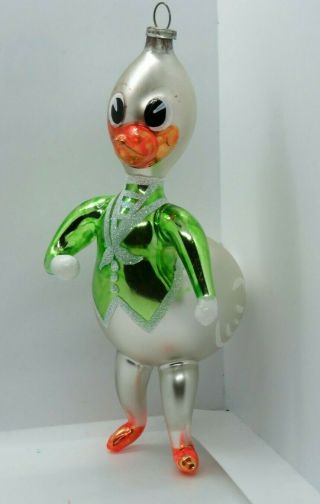Vintage Blown Glass De Carlini Christmas Ornament Italy Figural Donald Duck D632