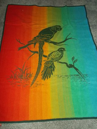 Vintage Mora Son De Abrigo Birds Of Paradise Multicolor Reversible Blanket
