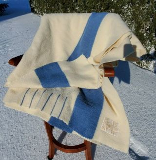 Hudson Bay 6 Point Blanket 100 Wool Vintage Sky Blue Stripe