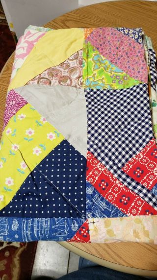 Vintage Hand Made Patchwork Quilt 76 " X 54 " Pre - Owned