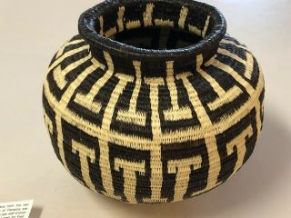 Wounaan Embera Panama Indian Basket,  Geometric,  EUC 3