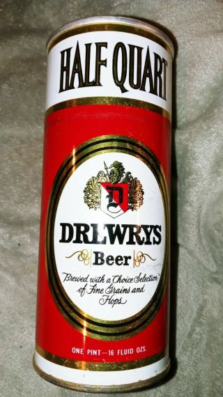 Drewrys Half Quart Steel Beer Can With Wide Seam Pull Tab Top