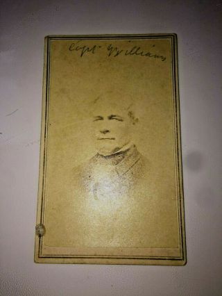 Civil War Soldier Cdv Id Captain Williams Charlestown Mas.  2 Cent Revenue Stamp