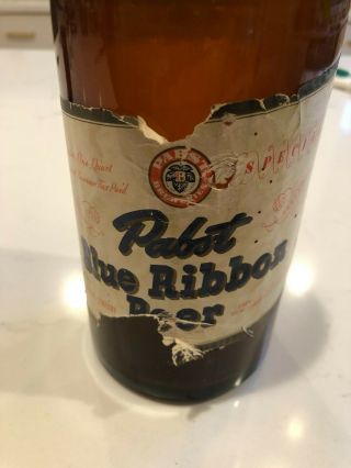 Vintage Pabst Blue Ribbon Irtp Beer Bottle Amber Brown Milwaukee W/label & Cap