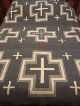Pendleton San Miguel Wool Blanket 64 X 80,  Cross Camp Reversible Gray Red