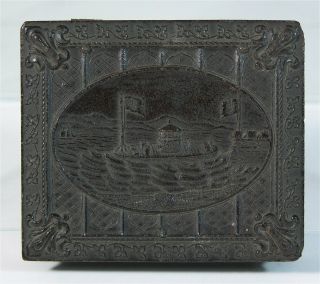 1860s Ninth Plate Gutta Percha Daguerreotype Photo Case - Uss Monitor Union Navy