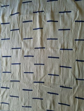 Authentic African Handwoven White/blue Mud Cloth Fabric From Mali Sz 61 By 39 "