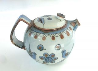 El Palomar Pottery,  Blue Birds Butterflies Teapot,  Ken Edwards 