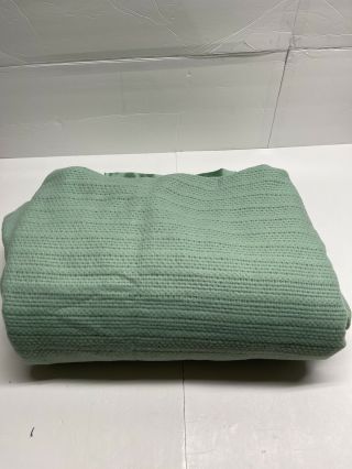 Vintage Acrylic Waffle Weave Blanket Green Full/ Queen