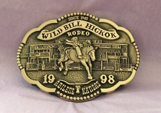 Vtg Old Stock 1998 Wild Bill Hickok Rodeo Abilene Kansas Belt Buckle 155