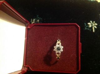 Vintage 9ct Gold Ring,  Sapphires And Cubic Zirconium,  Size O