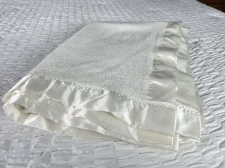 Vintage Acrylic Thermal Blanket Cover Waffle Weave White Twin
