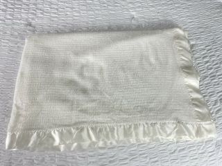 Vintage Acrylic Thermal Blanket Cover Waffle Weave White TWIN 2