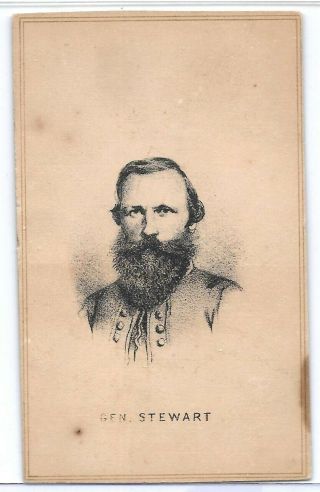 Civil War Confederate General J.  E.  B.  Stuart Ca1861 Carte De Visite Cdv