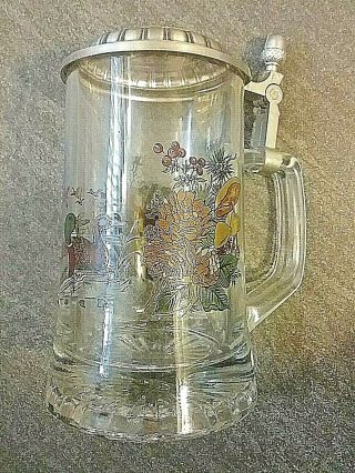 Vintage German 7 " Glass Beer Stein Mug
